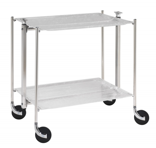 Table roulante pliante montants chromés 2 plateaux acryliques 'altuglas' Platex
