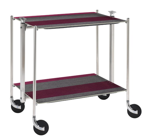 Table roulante pliante Textable doré 2 plateaux rayé Pronto Rose
