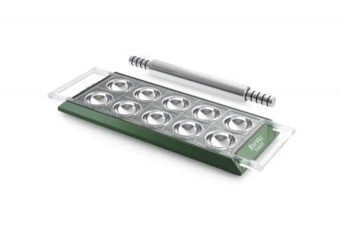 Tablette pour 10 raviolis & rouleau vert