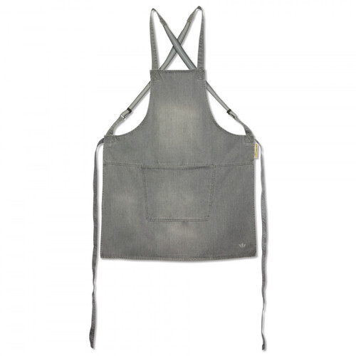 Tablier &agrave; bretelles en coton - denim gris