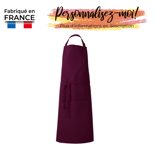 Tablier Caviste Coton 80x100 cm Bordeaux &agrave; personnaliser