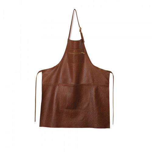 Tablier zipp&eacute; en cuir classic - marron
