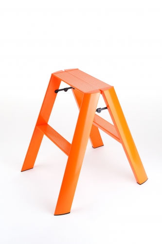 Tabouret Escabeau orange en aluminium 2 marches