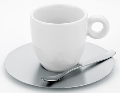 Tasse à café en porcelaine et sa sous-tasse en inox 6,5 cl TCKPTC