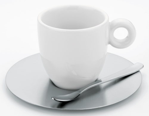 Tasse &agrave; caf&eacute; en porcelaine et sa sous-tasse en inox 6,5 cl TCKPTC