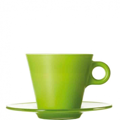 Tasse cappucino avec soucoupe en verre vert claire Ooh! Magico