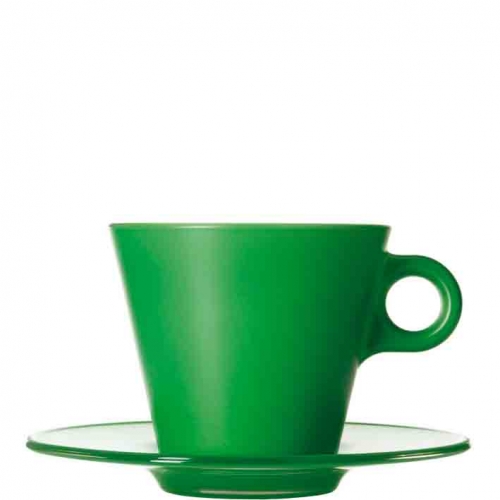 Tasse cappucino avec soucoupe en verre vert fonc&eacute; Ooh! Magico