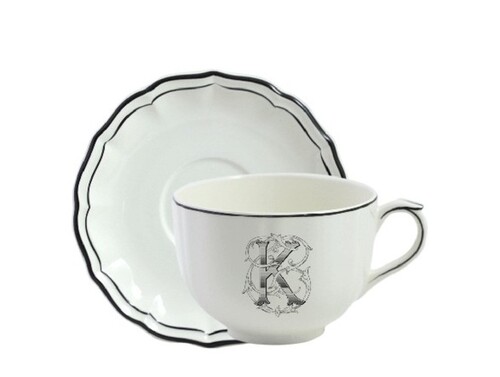 Tasse & soucoupe jumbo K FILET BLEU MONOGRAMME