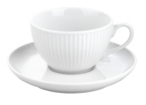 Tasse & soucoupe thé 18 cl en porcelaine blanche 'Plissé' de Pillivuyt