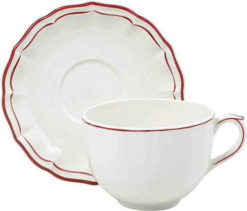 Tasses & soucoupes d&eacute;jeuner FILET ROUGE