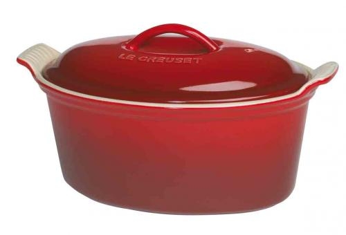 Terrine &agrave; Foie gras ovale avec sa presse 20 cm 1.1 L - Coloris Cerise