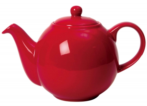 Thei&egrave;re 4 tasses rouge en gr&egrave;s avec un filtre en inox