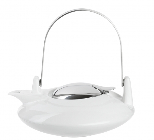 Theiere porcelaine blanche et inox 0,5 l zen