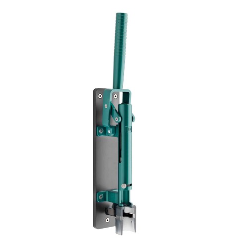 Tire-bouchon mural caviste Vert Emeraude avec support en bois gris fonc&eacute; 110 LUX