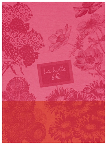 Torchon  Le Jacquard Fran&ccedil;ais 60x80 March&eacute; aux Fleurs Pivoine 100% coton