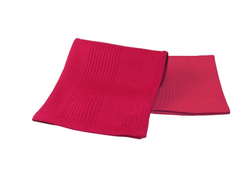 Torchon m&uuml; bambou uni carre 30x30 coloris rouge