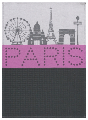 Torchon Paris Lumi&egrave;re Noir 100% coton 70x50 cm