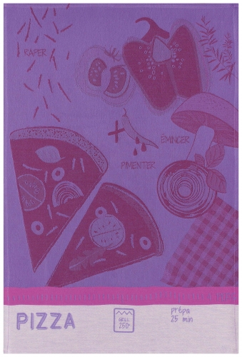 Torchon pizza aubergine 100% coton 70x50 cm