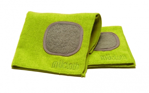 Torchon uni 30x30 avec grattoir intégré - microfibre vert