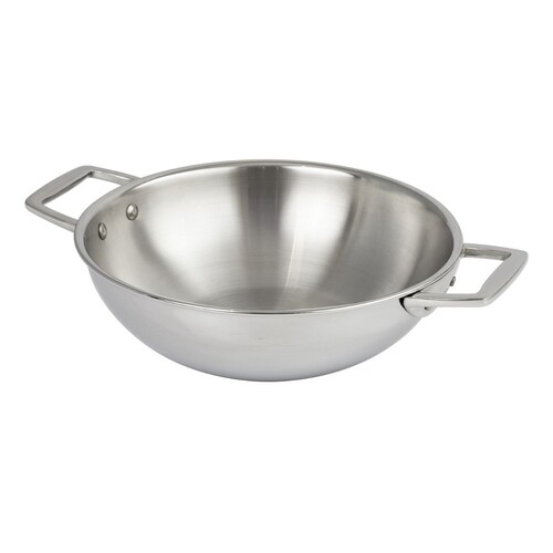 Wok castel pro inox 2 anses 24 cm sans couvercle