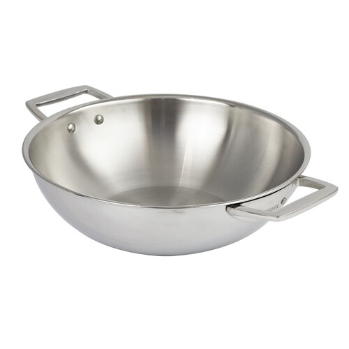 Wok castel pro inox 2 anses 32 cm sans couvercle