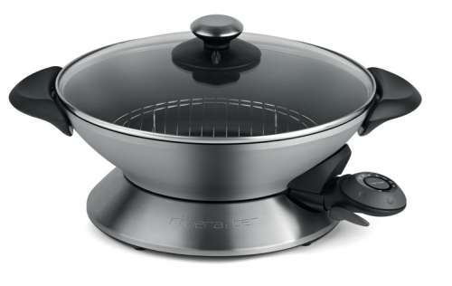 Wok &eacute;lectrique en fonte d'aluminium L 48 x H 25 x P 37.5 cm