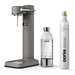 Appareil à gazéifier Gris mat avec une bouteille en PET recyclable 0,65 litre et une cartouche de gaz CO²
