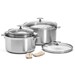 Batterie de 3 casseroles ø 16 cm, 20 cm & 24 cm avec couvercles & paire danses
