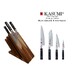 Bloc à couteaux en noyer aimanté tout équipé de 4 couteaux Kasumi Damas