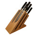Bloc à couteaux en hêtre aimanté tout équipé de 4 couteaux Kasumi Damas