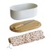 Boîte à pain métal & bambou avec couvercle / planche à pain et couteau à pain
