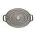Cocotte en fonte ovale gris graphite 33 cm avec couvercle à bouton laiton