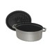 Cocotte en fonte ovale gris graphite 33 cm avec couvercle à bouton laiton