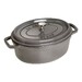 Cocotte en fonte ovale gris graphite 37 cm avec couvercle à bouton laiton