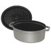 Cocotte en fonte ovale gris graphite 37 cm avec couvercle à bouton laiton