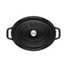 Cocotte en fonte ovale noire 27 cm avec couvercle à bouton laiton