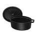 Cocotte en fonte ovale noire 27 cm avec couvercle à bouton laiton