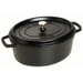 Cocotte en fonte ovale noire 31 cm avec couvercle à bouton laiton