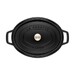 Cocotte en fonte ovale noire 31 cm avec couvercle à bouton laiton