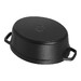 Cocotte en fonte ovale noire 41 cm avec couvercle à bouton laiton
