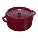 Cocotte en fonte ronde bordeaux 24 cm avec couvercle à bouton laiton