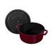 Cocotte en fonte ronde bordeaux 24 cm avec couvercle à bouton laiton
