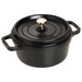 Cocotte en fonte ronde noire 22 cm avec couvercle à bouton laiton