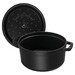Cocotte en fonte ronde noire 22 cm avec couvercle à bouton laiton