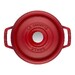 Cocotte en fonte ronde rouge cerise 20 cm avec couvercle à bouton laiton
