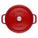 Cocotte en fonte ronde rouge cerise 22 cm avec couvercle à bouton laiton