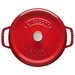 Cocotte en fonte ronde rouge cerise 24 cm avec couvercle à bouton laiton