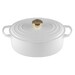 Cocotte ovale 29 cm blanc bouton doré
