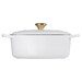 Cocotte ovale 29 cm blanc bouton doré