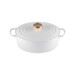 Cocotte ovale 31 cm blanc bouton doré